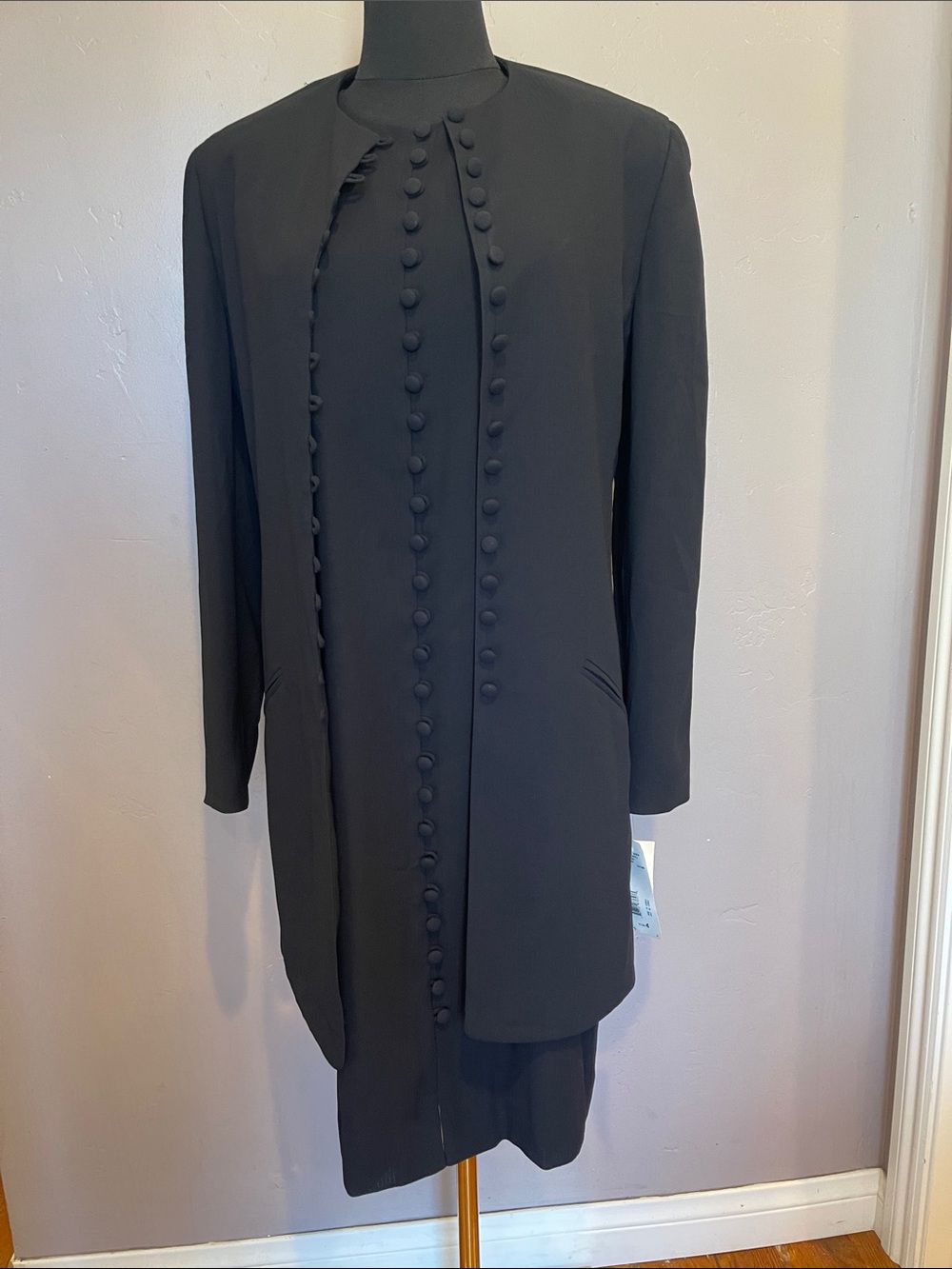 NWT Vintage Jones New York 2-Piece Longline Button Jacket & Dress Suit Set